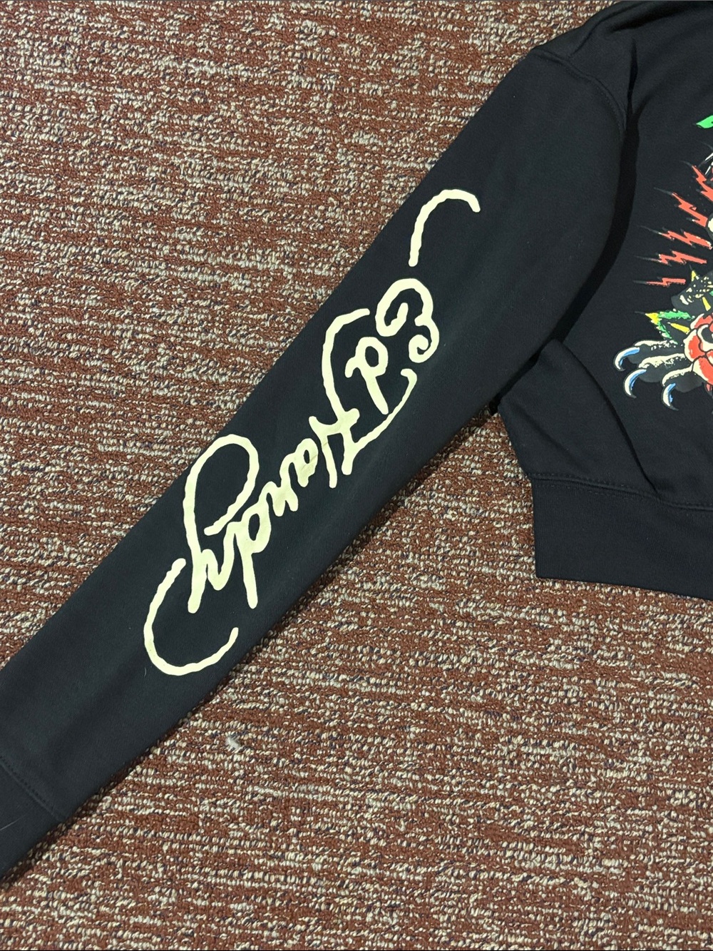 Ed Hardy cropped zip up hoodie graphic logo y2k style sweatshirt skull heart Xs - Picture 6 of 12